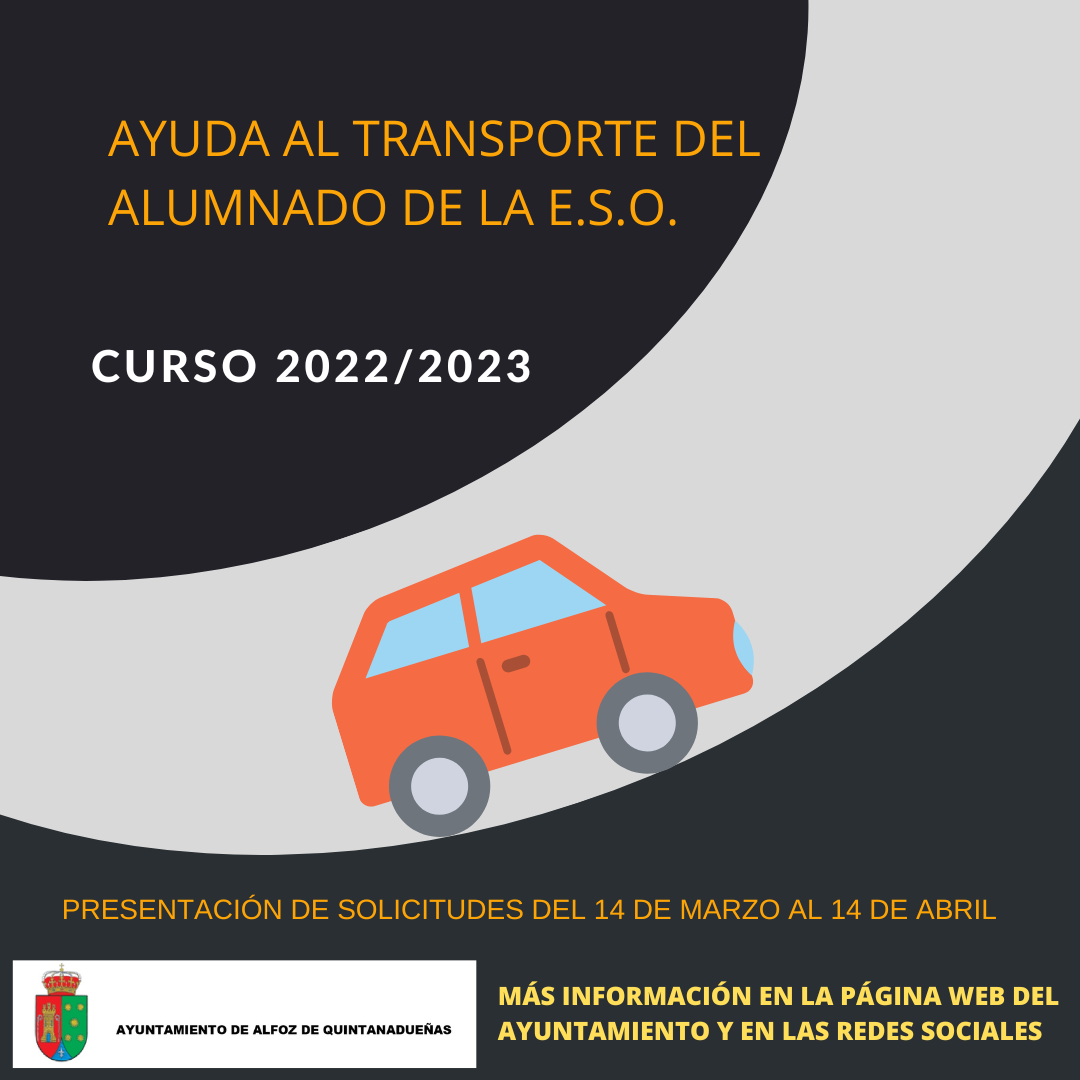 Ayuda al transporte escolar 1º a 4º ESO curso 2022/2023