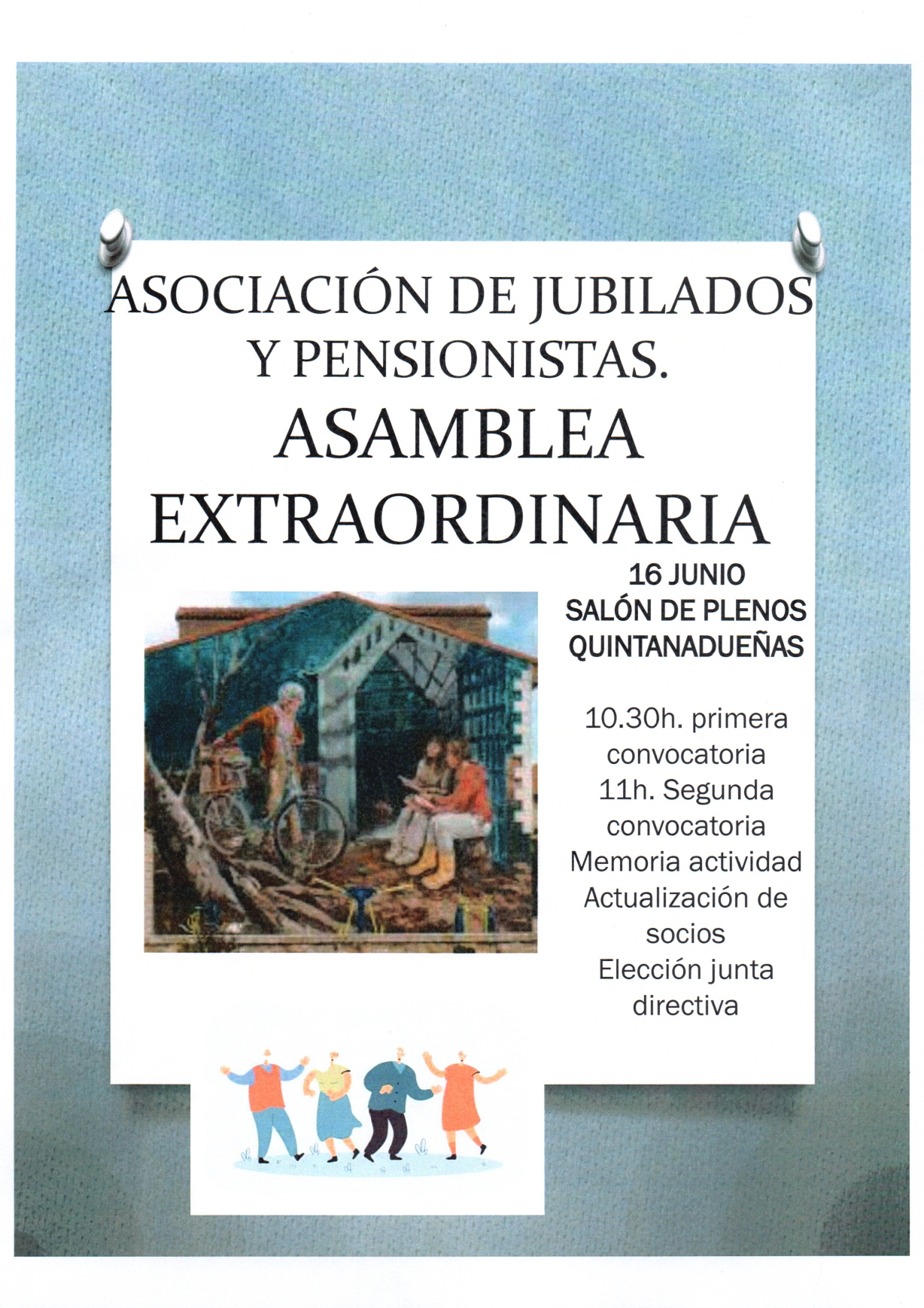 Convocatoria asamblea extraordinaria de la Asociación de jubilados y pensionistas